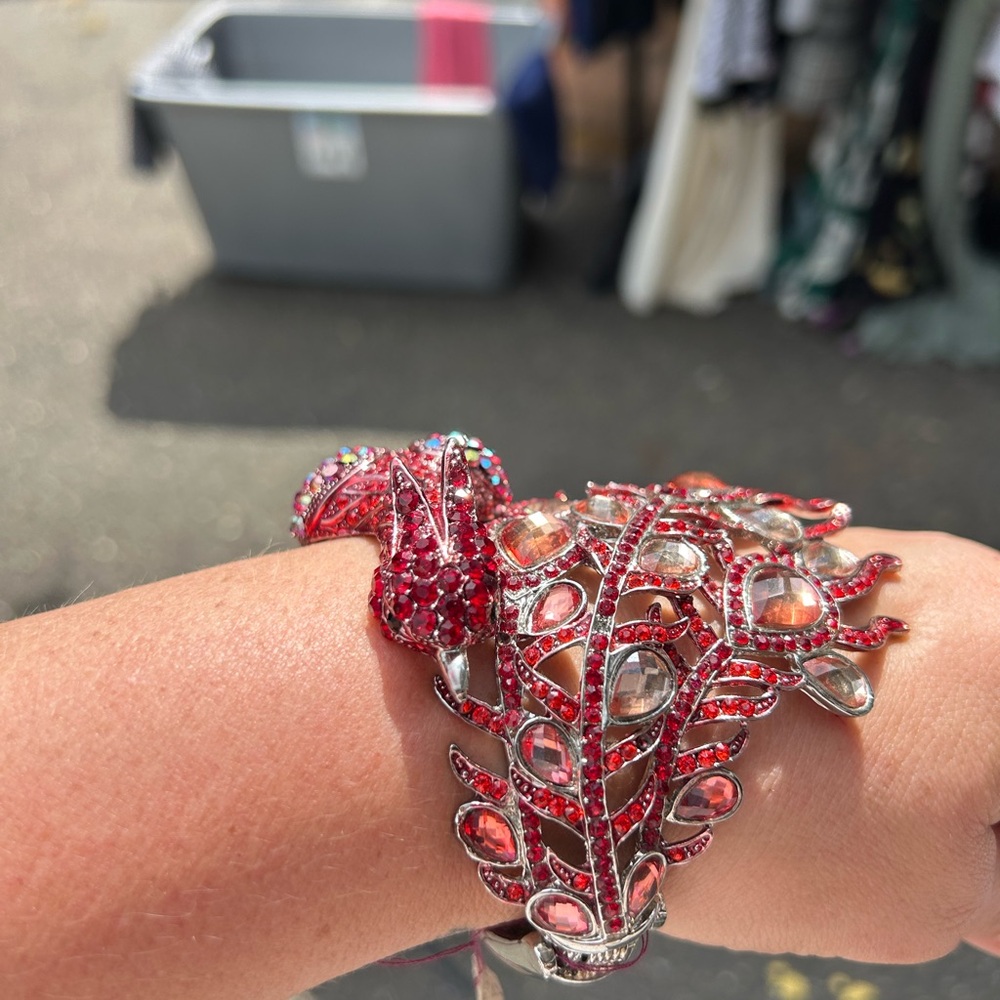 Source Unknown Red and Silver Crystal Bracelet
